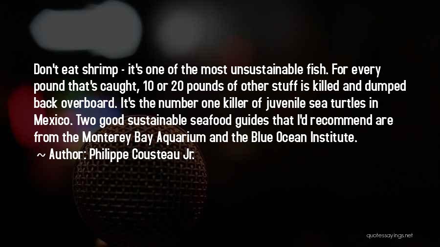 Philippe Cousteau Jr. Quotes: Don't Eat Shrimp - It's One Of The Most Unsustainable Fish. For Every Pound That's Caught, 10 Or 20 Pounds