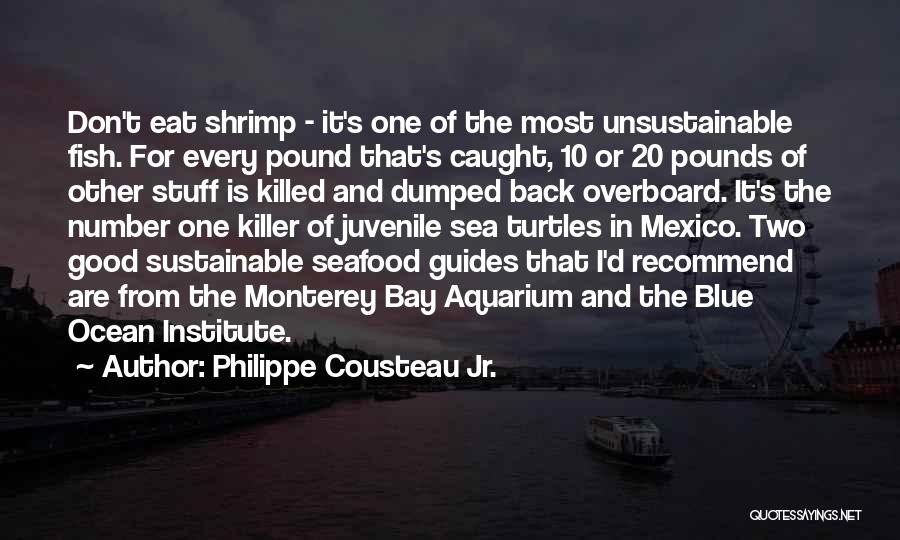 Philippe Cousteau Jr. Quotes: Don't Eat Shrimp - It's One Of The Most Unsustainable Fish. For Every Pound That's Caught, 10 Or 20 Pounds