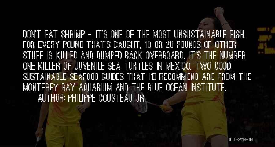 Philippe Cousteau Jr. Quotes: Don't Eat Shrimp - It's One Of The Most Unsustainable Fish. For Every Pound That's Caught, 10 Or 20 Pounds