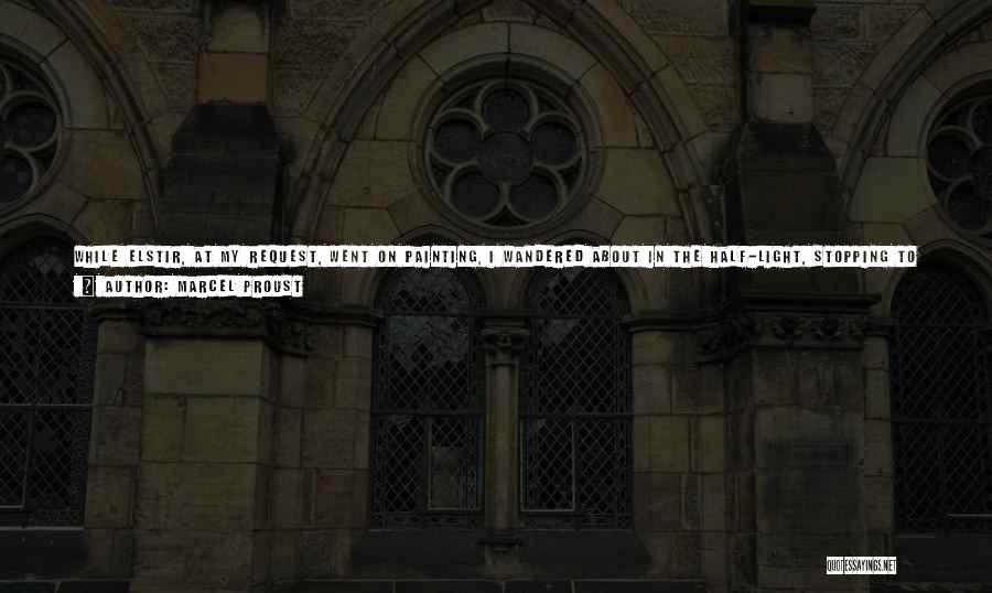 Marcel Proust Quotes: While Elstir, At My Request, Went On Painting, I Wandered About In The Half-light, Stopping To Examine First One Picture,