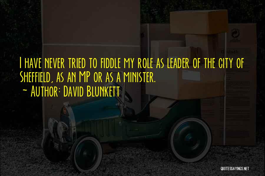 David Blunkett Quotes: I Have Never Tried To Fiddle My Role As Leader Of The City Of Sheffield, As An Mp Or As