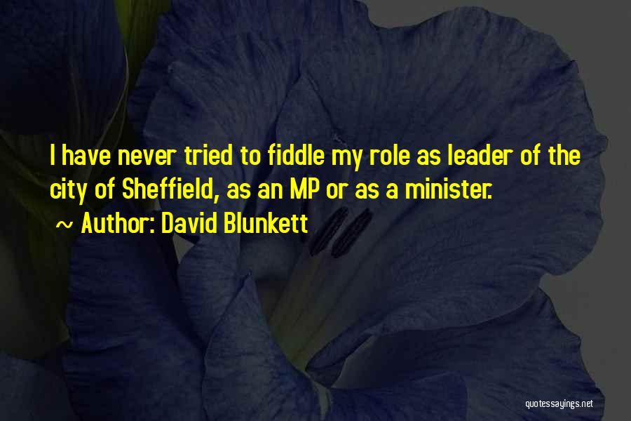 David Blunkett Quotes: I Have Never Tried To Fiddle My Role As Leader Of The City Of Sheffield, As An Mp Or As