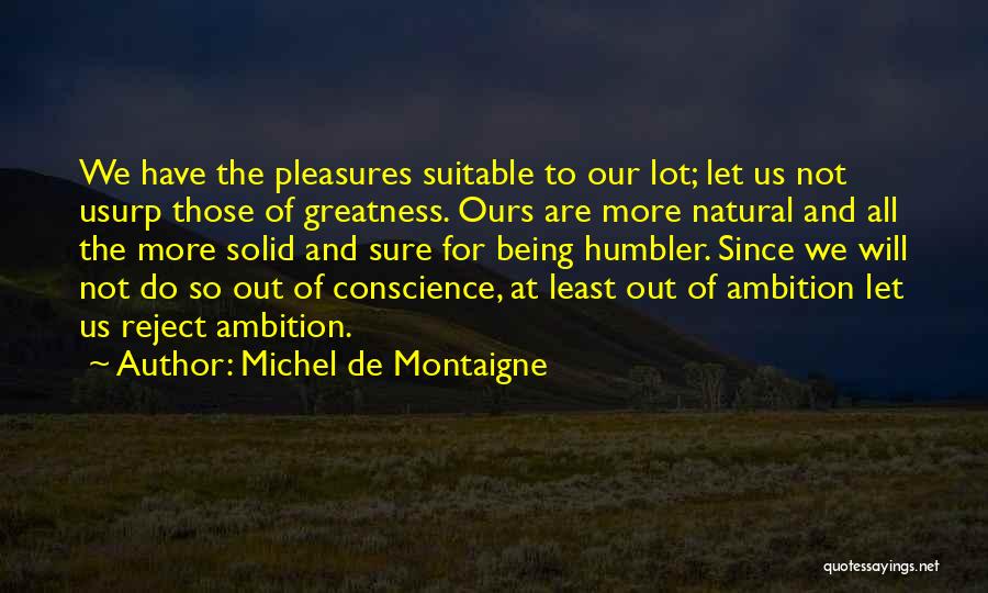Michel De Montaigne Quotes: We Have The Pleasures Suitable To Our Lot; Let Us Not Usurp Those Of Greatness. Ours Are More Natural And
