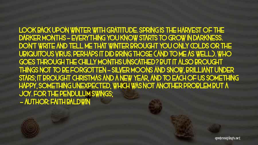 Faith Baldwin Quotes: Look Back Upon Winter With Gratitude. Spring Is The Harvest Of The Darker Months - Everything You Know Starts To