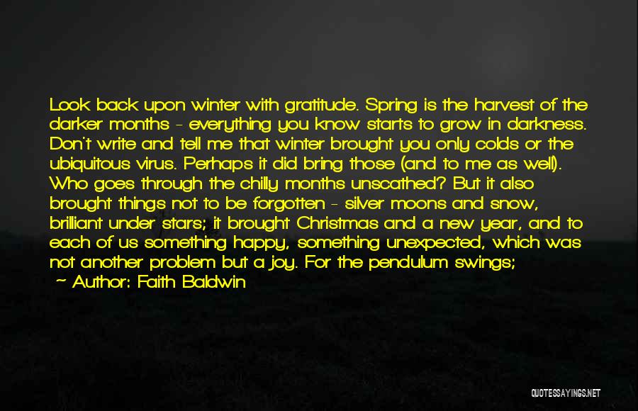 Faith Baldwin Quotes: Look Back Upon Winter With Gratitude. Spring Is The Harvest Of The Darker Months - Everything You Know Starts To