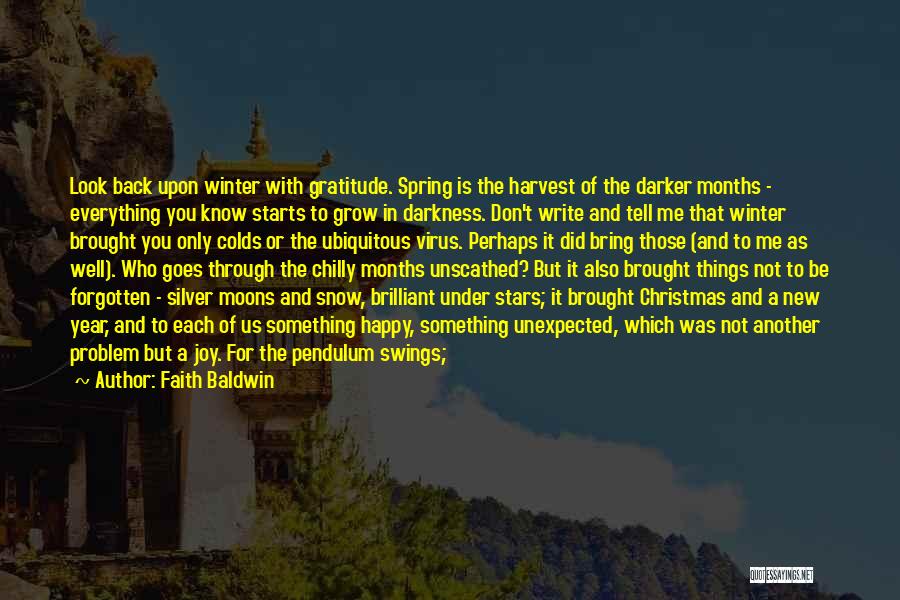 Faith Baldwin Quotes: Look Back Upon Winter With Gratitude. Spring Is The Harvest Of The Darker Months - Everything You Know Starts To