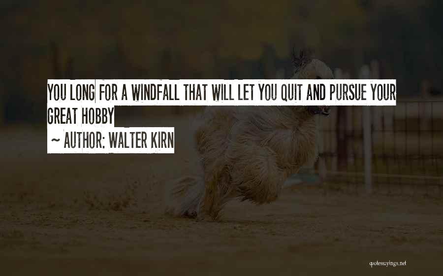 Walter Kirn Quotes: You Long For A Windfall That Will Let You Quit And Pursue Your Great Hobby