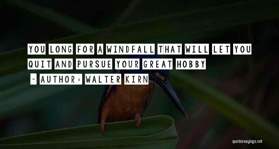 Walter Kirn Quotes: You Long For A Windfall That Will Let You Quit And Pursue Your Great Hobby