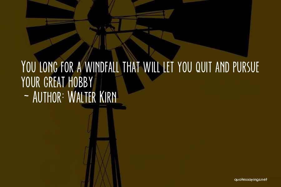 Walter Kirn Quotes: You Long For A Windfall That Will Let You Quit And Pursue Your Great Hobby