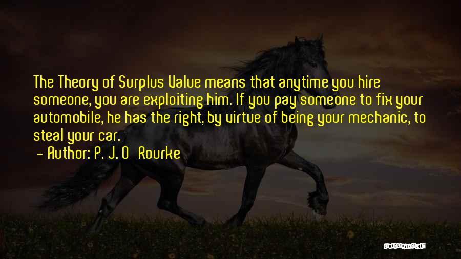 P. J. O'Rourke Quotes: The Theory Of Surplus Value Means That Anytime You Hire Someone, You Are Exploiting Him. If You Pay Someone To