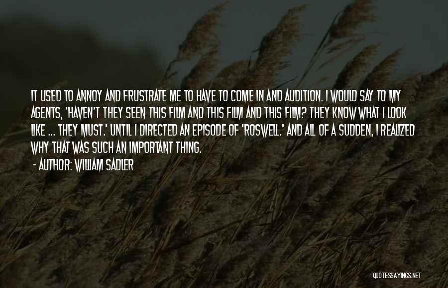 William Sadler Quotes: It Used To Annoy And Frustrate Me To Have To Come In And Audition. I Would Say To My Agents,