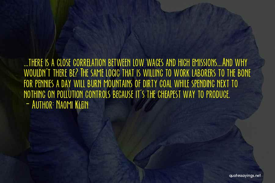 Naomi Klein Quotes: ...there Is A Close Correlation Between Low Wages And High Emissions...and Why Wouldn't There Be? The Same Logic That Is