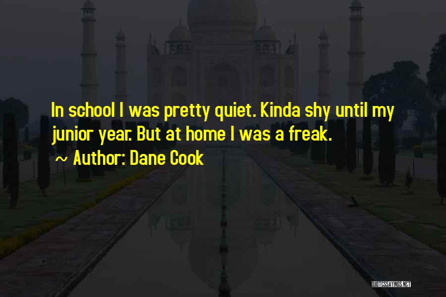 Dane Cook Quotes: In School I Was Pretty Quiet. Kinda Shy Until My Junior Year. But At Home I Was A Freak.