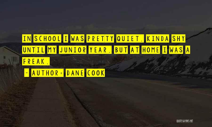 Dane Cook Quotes: In School I Was Pretty Quiet. Kinda Shy Until My Junior Year. But At Home I Was A Freak.