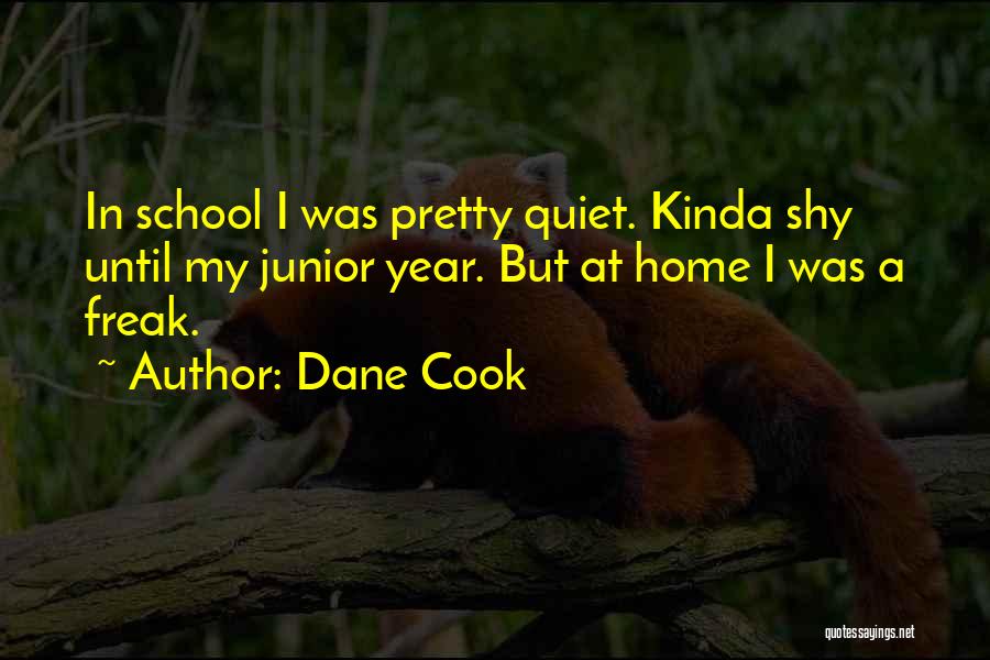 Dane Cook Quotes: In School I Was Pretty Quiet. Kinda Shy Until My Junior Year. But At Home I Was A Freak.
