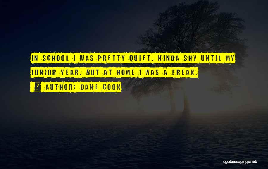 Dane Cook Quotes: In School I Was Pretty Quiet. Kinda Shy Until My Junior Year. But At Home I Was A Freak.