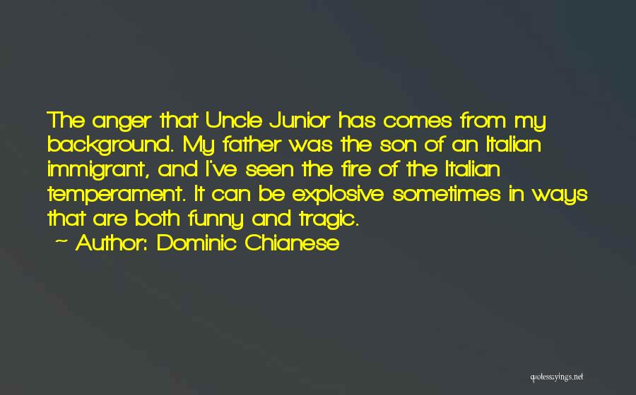 Dominic Chianese Quotes: The Anger That Uncle Junior Has Comes From My Background. My Father Was The Son Of An Italian Immigrant, And