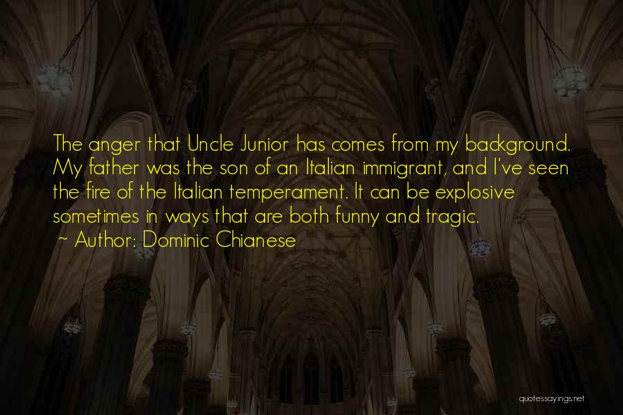 Dominic Chianese Quotes: The Anger That Uncle Junior Has Comes From My Background. My Father Was The Son Of An Italian Immigrant, And