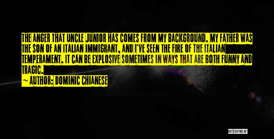 Dominic Chianese Quotes: The Anger That Uncle Junior Has Comes From My Background. My Father Was The Son Of An Italian Immigrant, And