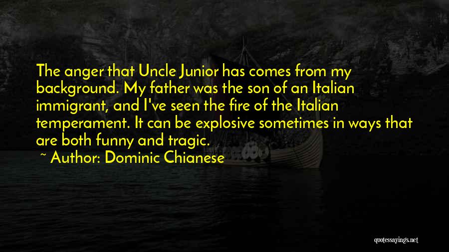 Dominic Chianese Quotes: The Anger That Uncle Junior Has Comes From My Background. My Father Was The Son Of An Italian Immigrant, And