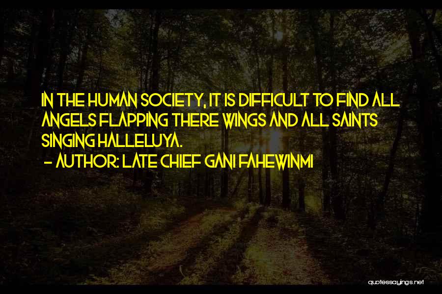 Late Chief Gani Fahewinmi Quotes: In The Human Society, It Is Difficult To Find All Angels Flapping There Wings And All Saints Singing Halleluya.