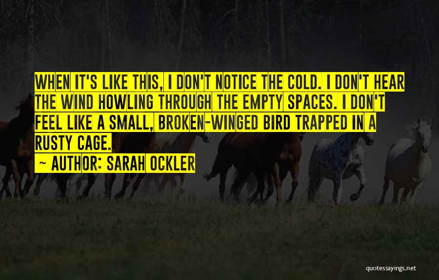 Sarah Ockler Quotes: When It's Like This, I Don't Notice The Cold. I Don't Hear The Wind Howling Through The Empty Spaces. I