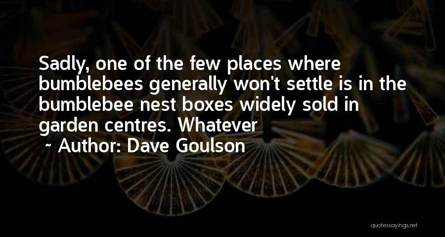 Dave Goulson Quotes: Sadly, One Of The Few Places Where Bumblebees Generally Won't Settle Is In The Bumblebee Nest Boxes Widely Sold In