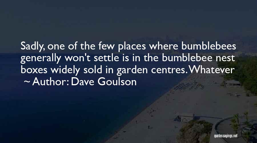 Dave Goulson Quotes: Sadly, One Of The Few Places Where Bumblebees Generally Won't Settle Is In The Bumblebee Nest Boxes Widely Sold In