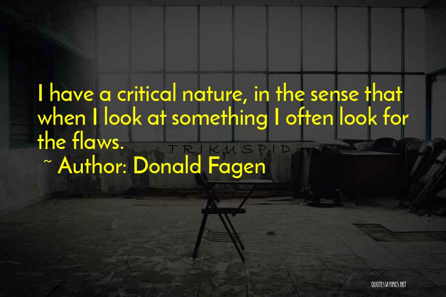 Donald Fagen Quotes: I Have A Critical Nature, In The Sense That When I Look At Something I Often Look For The Flaws.