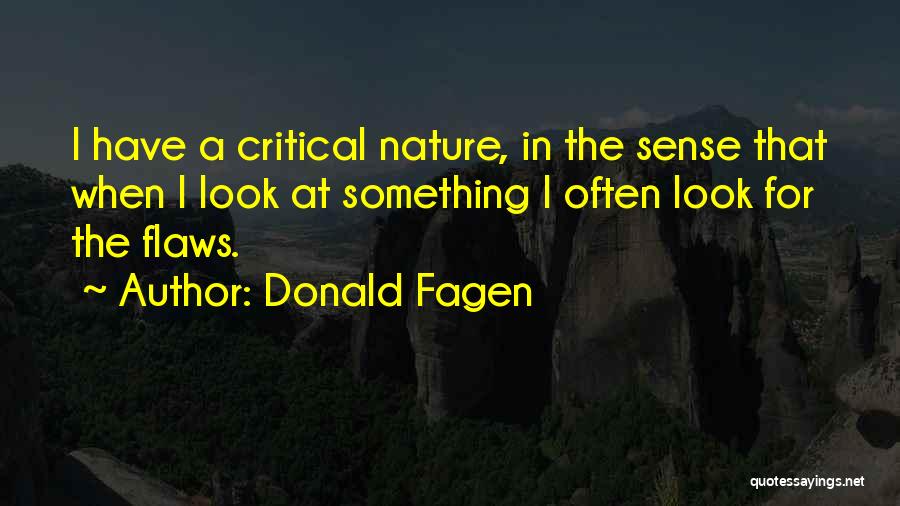 Donald Fagen Quotes: I Have A Critical Nature, In The Sense That When I Look At Something I Often Look For The Flaws.