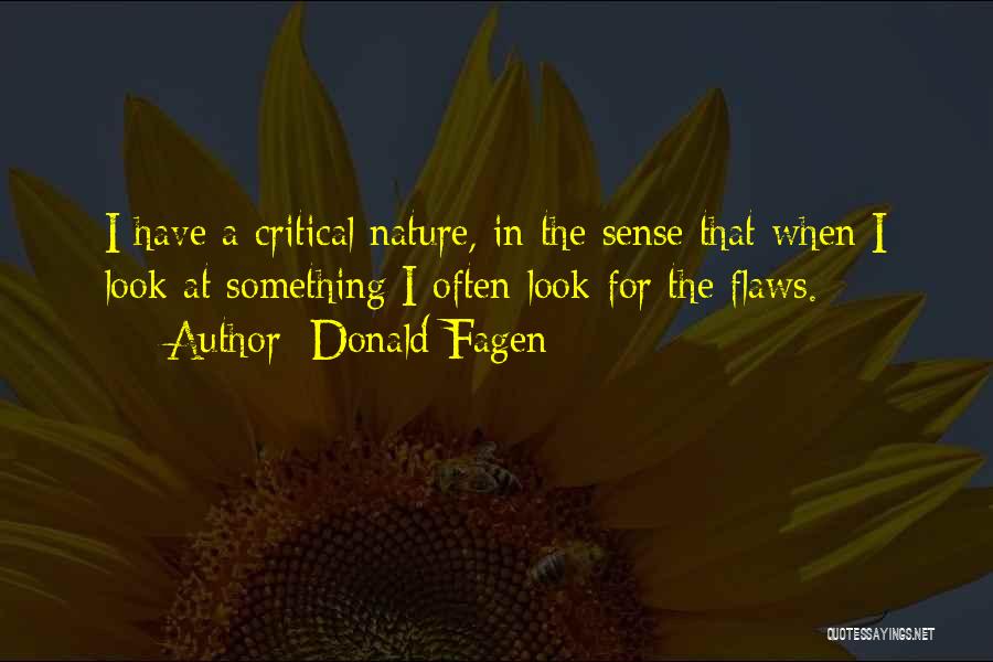 Donald Fagen Quotes: I Have A Critical Nature, In The Sense That When I Look At Something I Often Look For The Flaws.