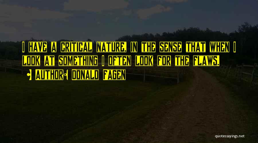 Donald Fagen Quotes: I Have A Critical Nature, In The Sense That When I Look At Something I Often Look For The Flaws.