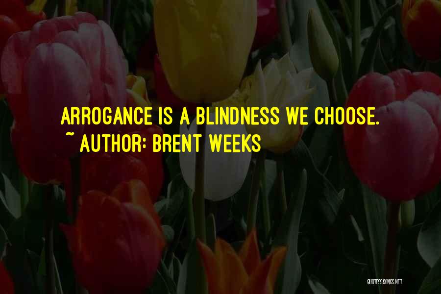 Brent Weeks Quotes: Arrogance Is A Blindness We Choose.