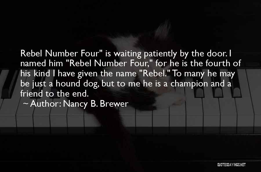 Nancy B. Brewer Quotes: Rebel Number Four Is Waiting Patiently By The Door. I Named Him Rebel Number Four, For He Is The Fourth