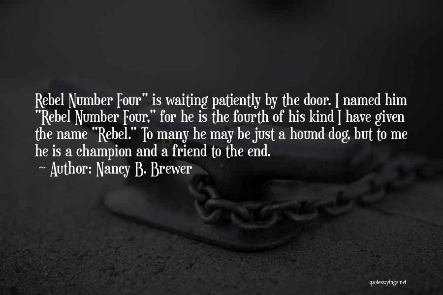 Nancy B. Brewer Quotes: Rebel Number Four Is Waiting Patiently By The Door. I Named Him Rebel Number Four, For He Is The Fourth