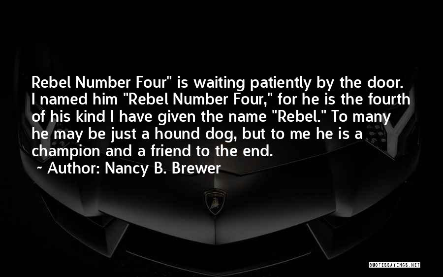 Nancy B. Brewer Quotes: Rebel Number Four Is Waiting Patiently By The Door. I Named Him Rebel Number Four, For He Is The Fourth