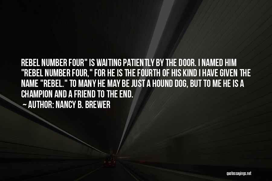 Nancy B. Brewer Quotes: Rebel Number Four Is Waiting Patiently By The Door. I Named Him Rebel Number Four, For He Is The Fourth