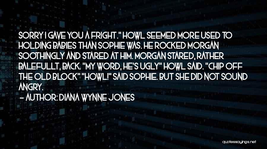 Diana Wynne Jones Quotes: Sorry I Gave You A Fright. Howl Seemed More Used To Holding Babies Than Sophie Was. He Rocked Morgan Soothingly