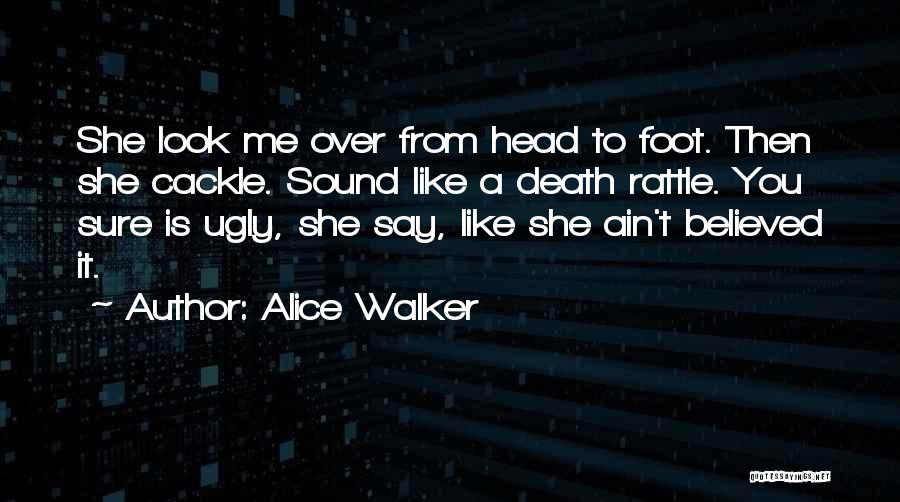 Alice Walker Quotes: She Look Me Over From Head To Foot. Then She Cackle. Sound Like A Death Rattle. You Sure Is Ugly,