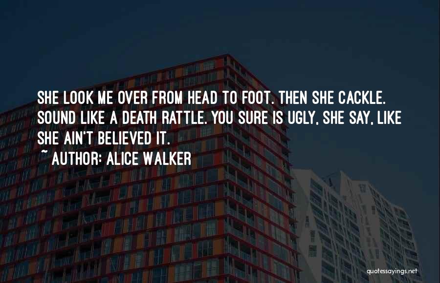 Alice Walker Quotes: She Look Me Over From Head To Foot. Then She Cackle. Sound Like A Death Rattle. You Sure Is Ugly,