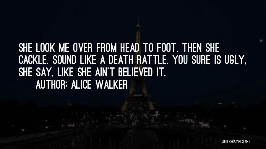 Alice Walker Quotes: She Look Me Over From Head To Foot. Then She Cackle. Sound Like A Death Rattle. You Sure Is Ugly,