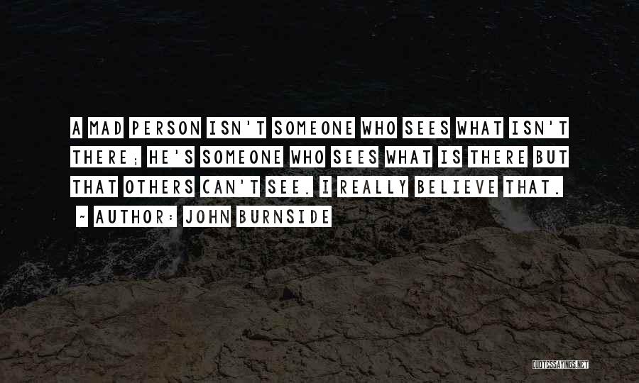 John Burnside Quotes: A Mad Person Isn't Someone Who Sees What Isn't There; He's Someone Who Sees What Is There But That Others
