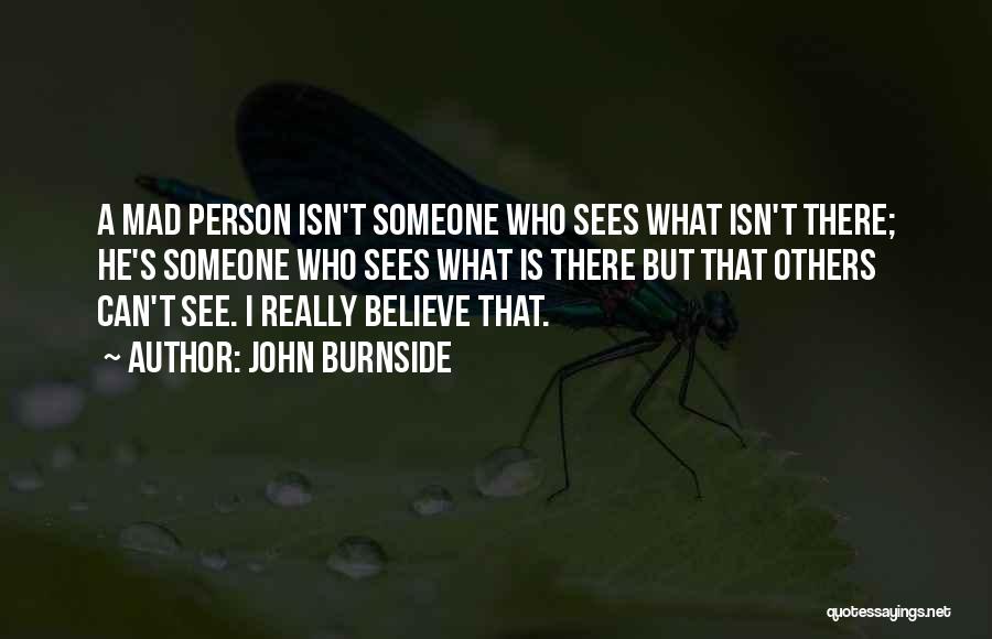 John Burnside Quotes: A Mad Person Isn't Someone Who Sees What Isn't There; He's Someone Who Sees What Is There But That Others