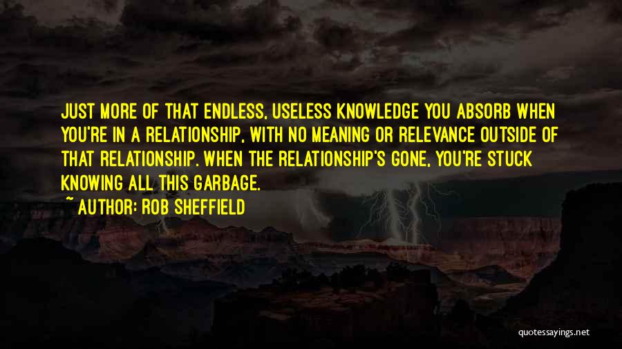 Rob Sheffield Quotes: Just More Of That Endless, Useless Knowledge You Absorb When You're In A Relationship, With No Meaning Or Relevance Outside