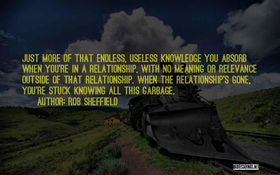 Rob Sheffield Quotes: Just More Of That Endless, Useless Knowledge You Absorb When You're In A Relationship, With No Meaning Or Relevance Outside