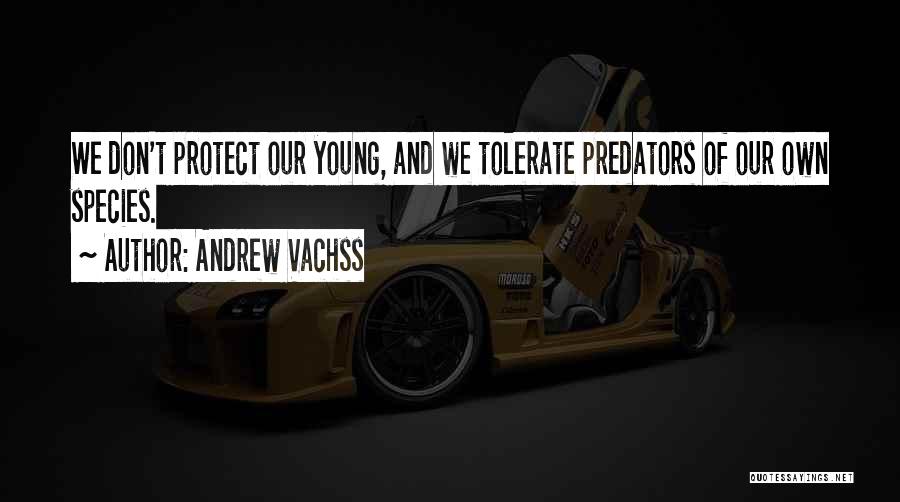 Andrew Vachss Quotes: We Don't Protect Our Young, And We Tolerate Predators Of Our Own Species.