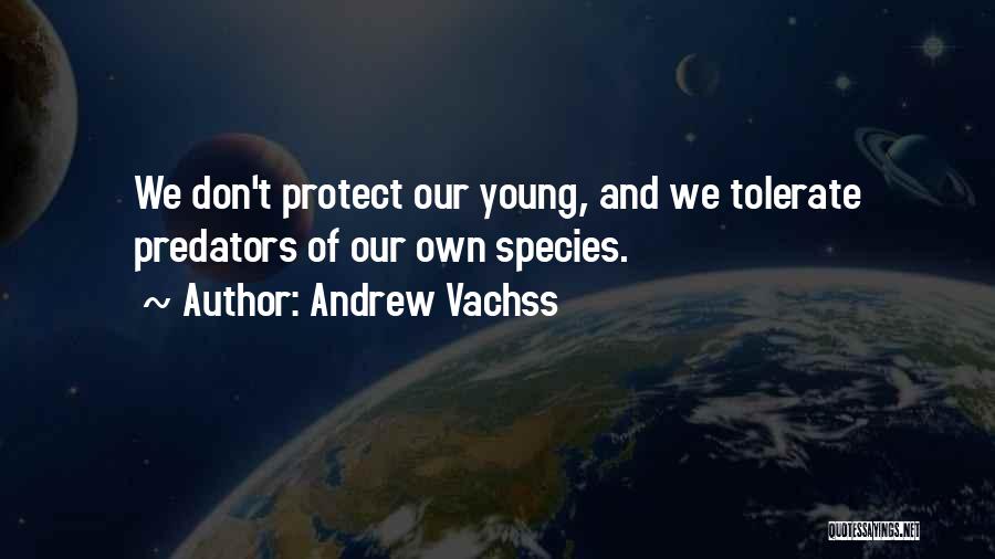 Andrew Vachss Quotes: We Don't Protect Our Young, And We Tolerate Predators Of Our Own Species.