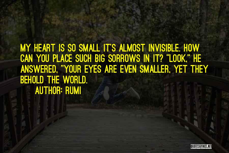 Rumi Quotes: My Heart Is So Small It's Almost Invisible. How Can You Place Such Big Sorrows In It? Look, He Answered,