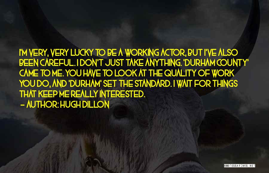 Hugh Dillon Quotes: I'm Very, Very Lucky To Be A Working Actor, But I've Also Been Careful. I Don't Just Take Anything. 'durham