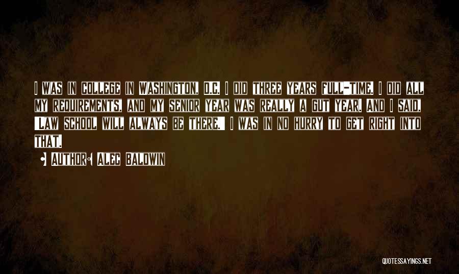 Alec Baldwin Quotes: I Was In College In Washington, D.c. I Did Three Years Full-time. I Did All My Requirements, And My Senior